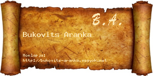 Bukovits Aranka névjegykártya